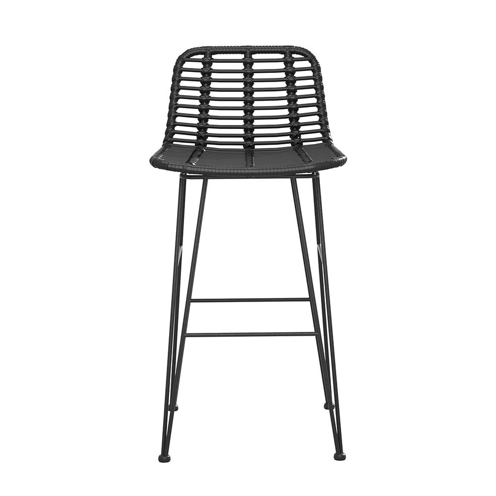 Arlo Wicker Bar Stools – Black – Set of 2