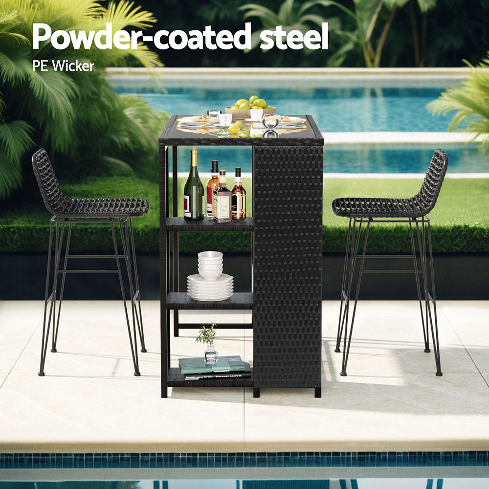 Harbour Outdoor Bar Set – Black – 3 Piece