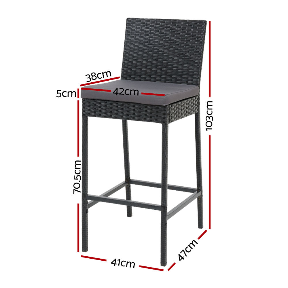 Callan Wicker Bar Stools – Black – Set of 2