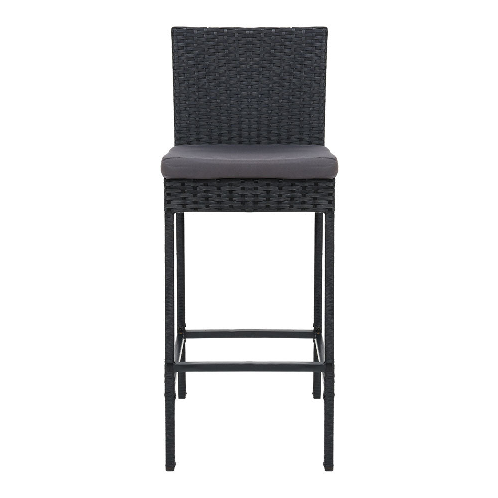 Serano Outdoor Wicker Bar Stools – Black – Set of 4