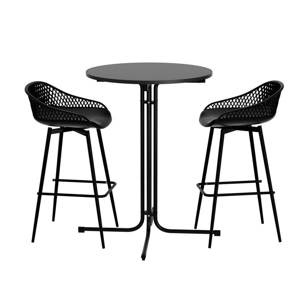 Linden Outdoor Bar Set – Black – 3 Piece