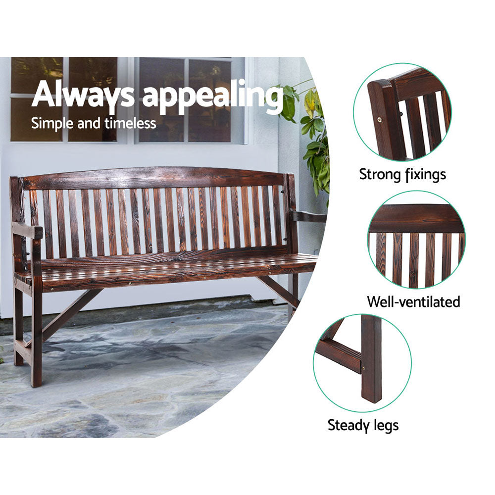 Rustico 3 Seat Outdoor Garden Bench – Charcoal – 160cm
