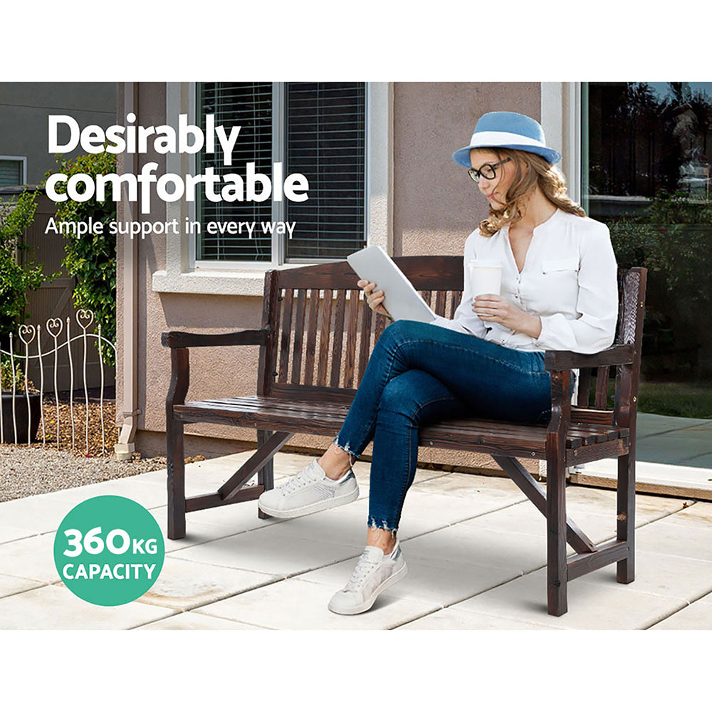 Rustico 3 Seat Outdoor Garden Bench – Charcoal – 160cm