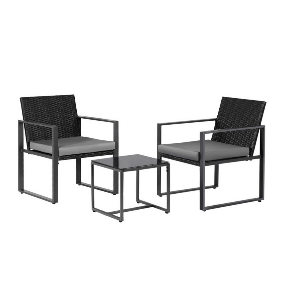 Haven Wicker Bistro Set – Black – 3 Piece