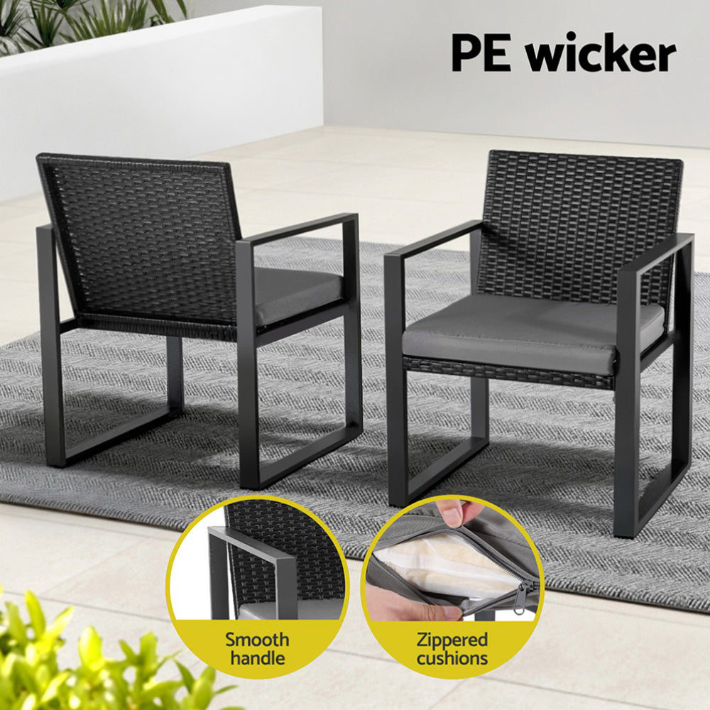 Haven Wicker Bistro Set – Black – 3 Piece