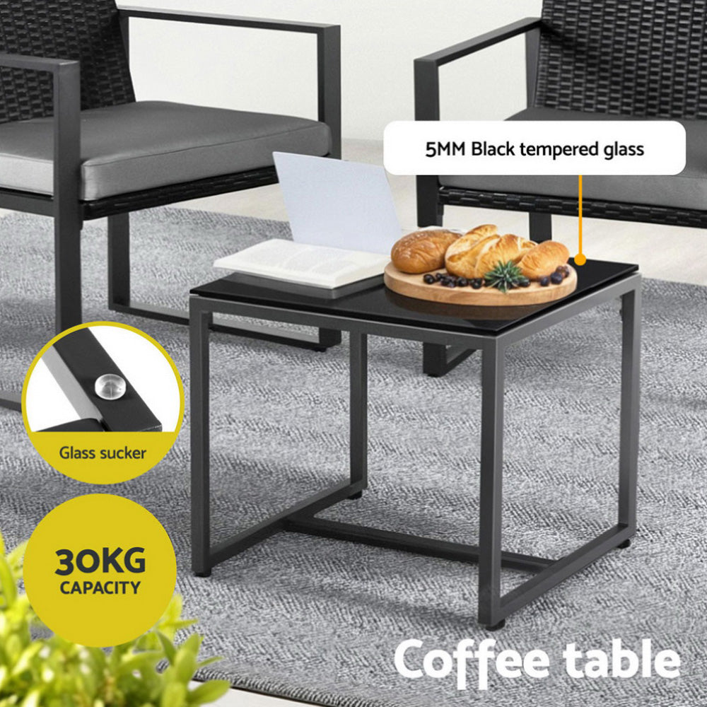Haven Wicker Bistro Set – Black – 3 Piece