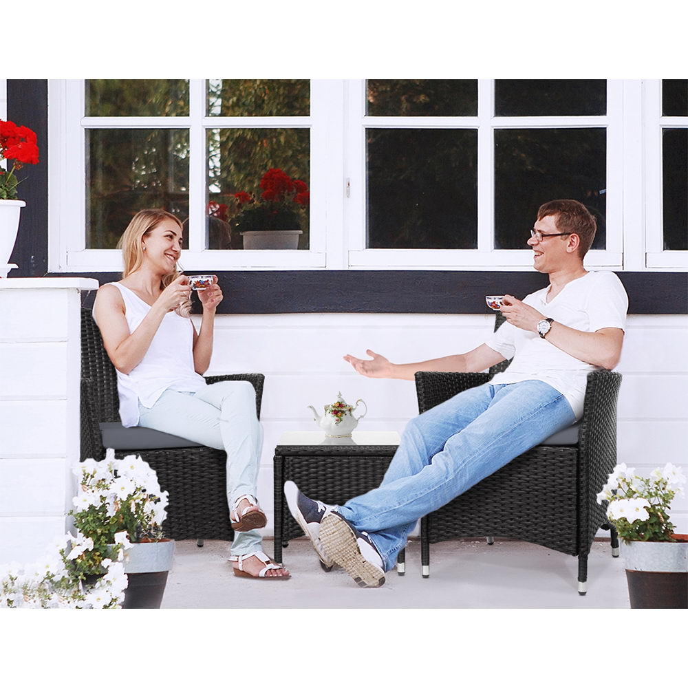 Monaco Outdoor Bistro Set – Black – 3 Piece