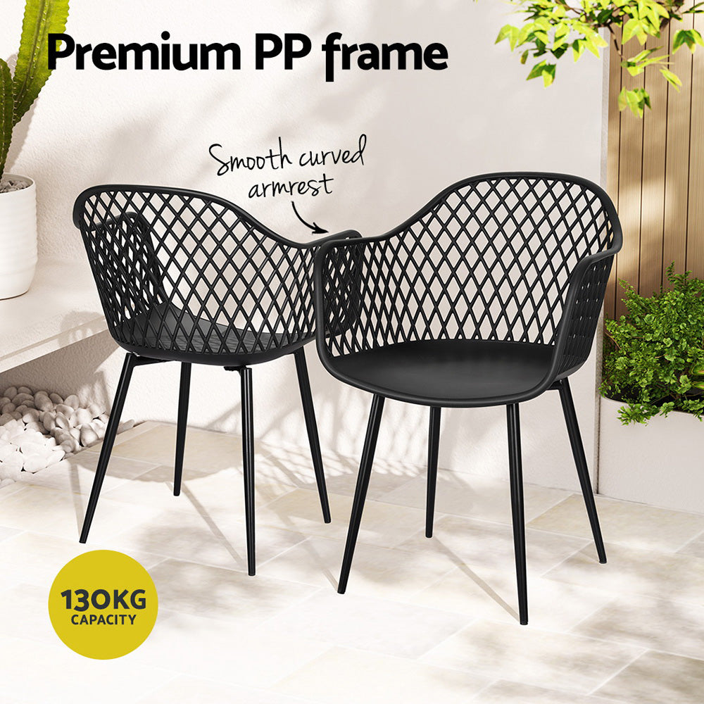 Hampton Outdoor Dining Chairs – Black – Set of 4