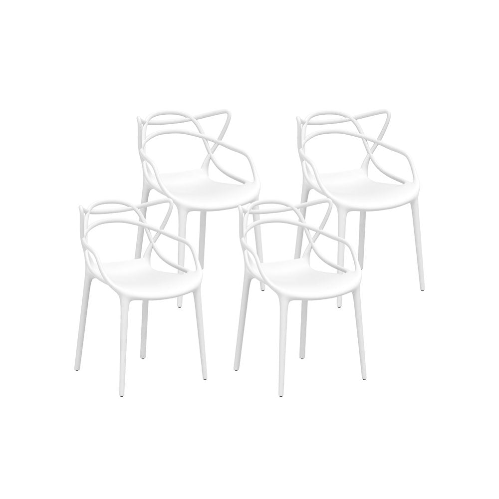 Linden 4PC Outdoor Dining Chairs PP Portable Stackable Chair Patio Furniture White