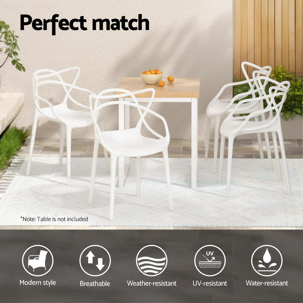 Linden Outdoor Dining Chairs – White – Set of 4