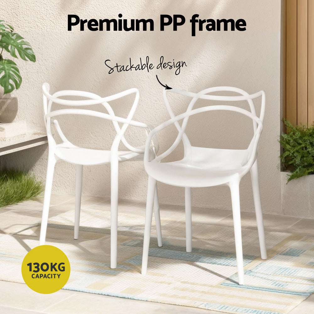 Linden Outdoor Dining Chairs – White – Set of 4