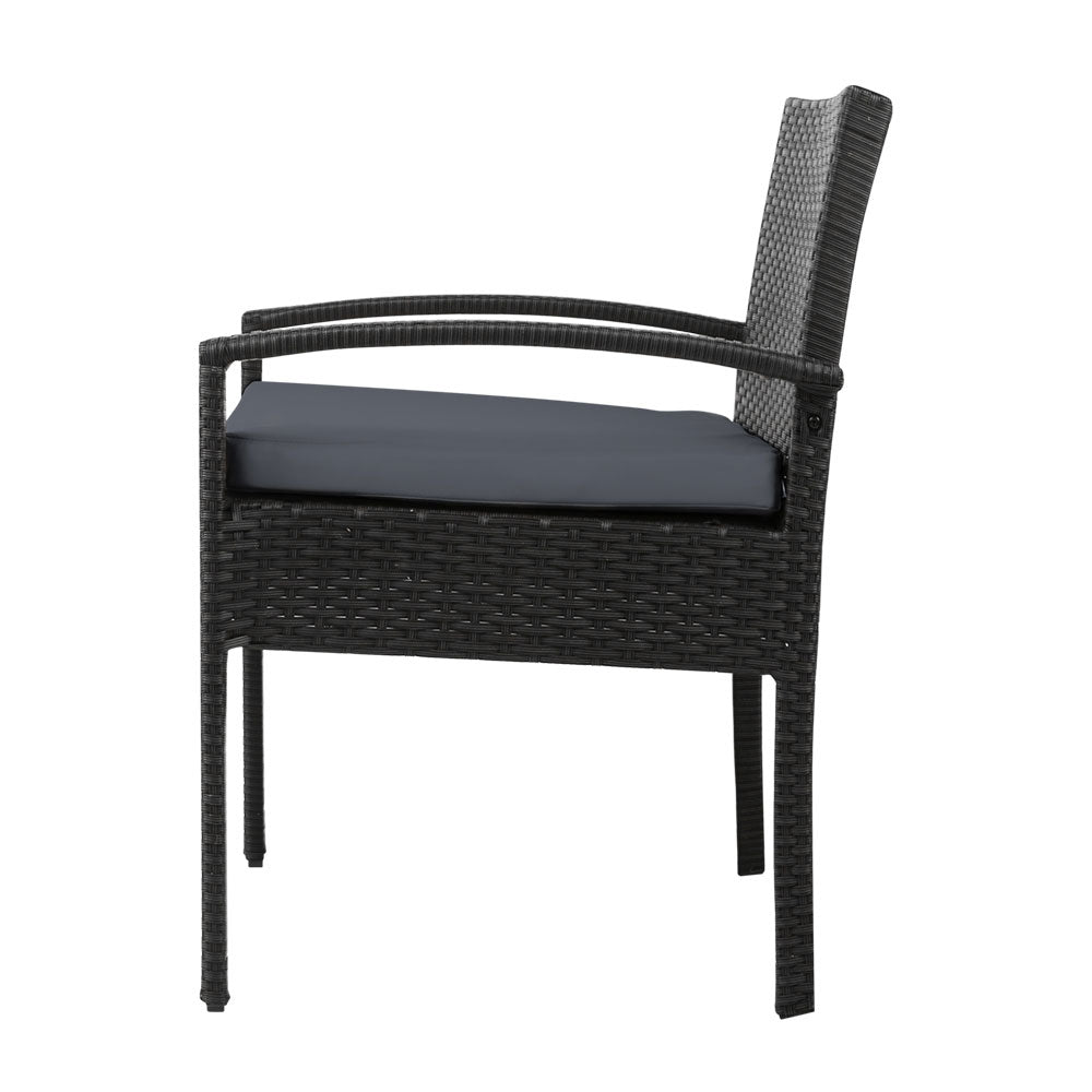Santorini Rattan Outdoor Dining Chair – Black – Single