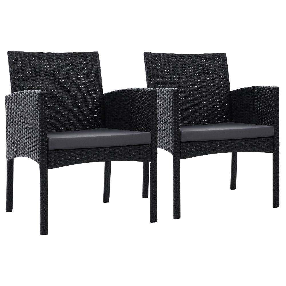 Linden 2PC Outdoor Dining Chairs Patio Furniture Rattan Lounge Chair XL Ezra