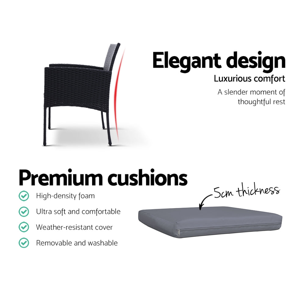 Ezra Outdoor Dining Chairs – Black – Set of 2