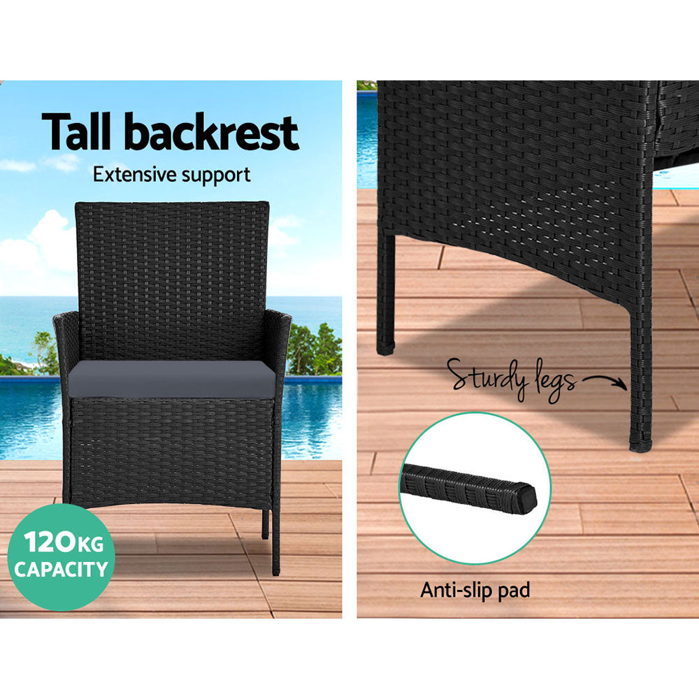 Nova Outdoor Rattan Sofa Set – Black – 4 Piece