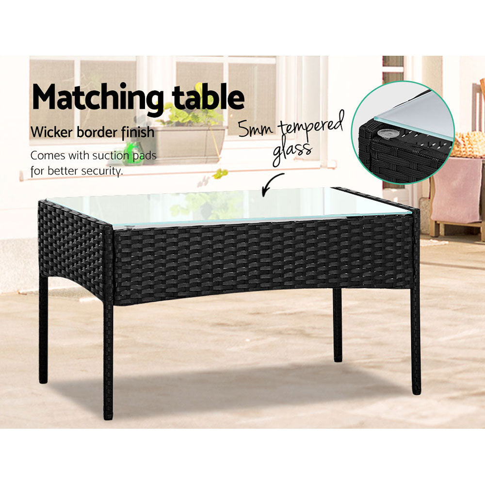 Nova Outdoor Rattan Sofa Set – Black – 4 Piece