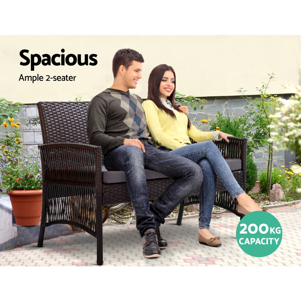 Harp 4 Piece Outdoor Wicker Lounge Set – Black