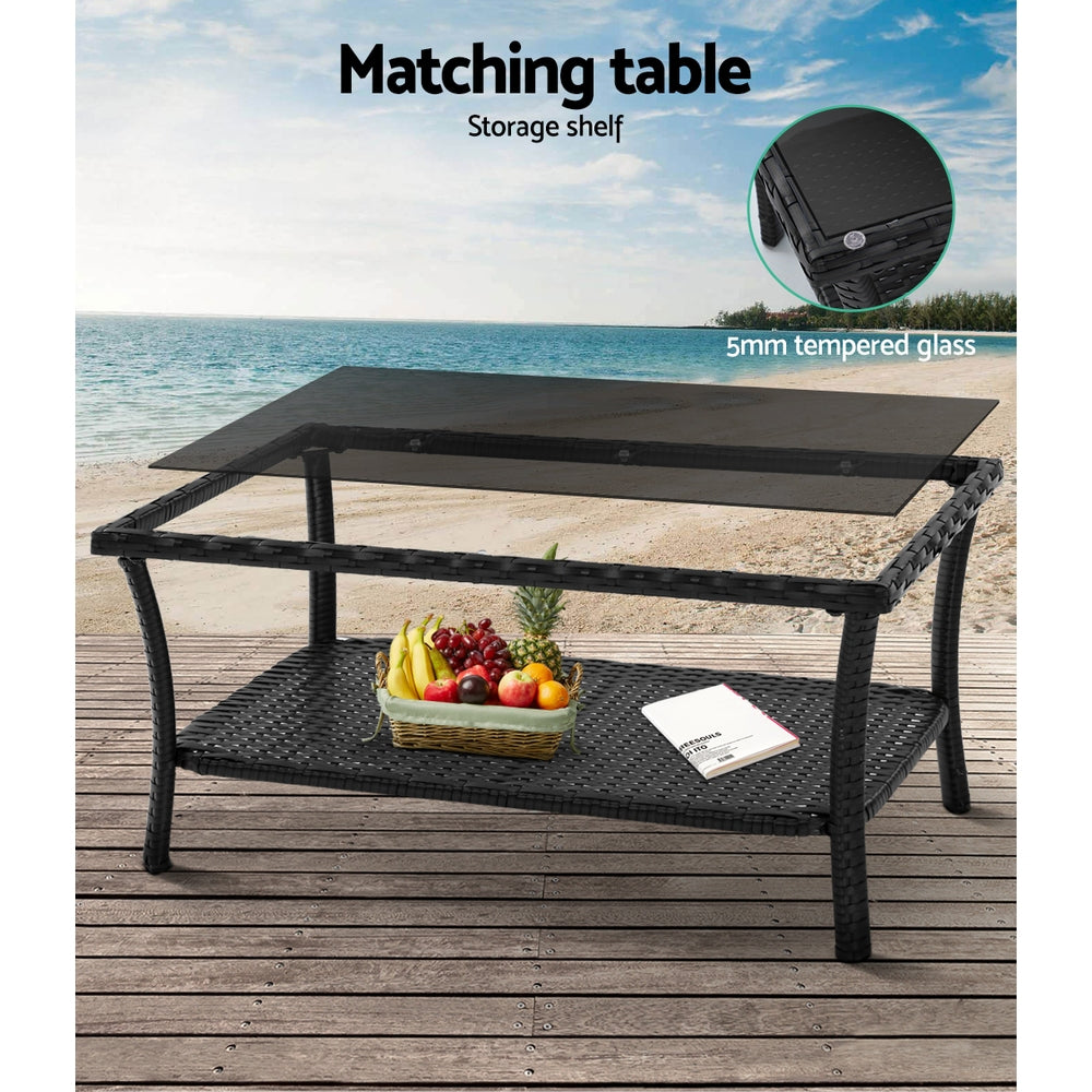 Harp 4 Piece Outdoor Wicker Lounge Set – Black
