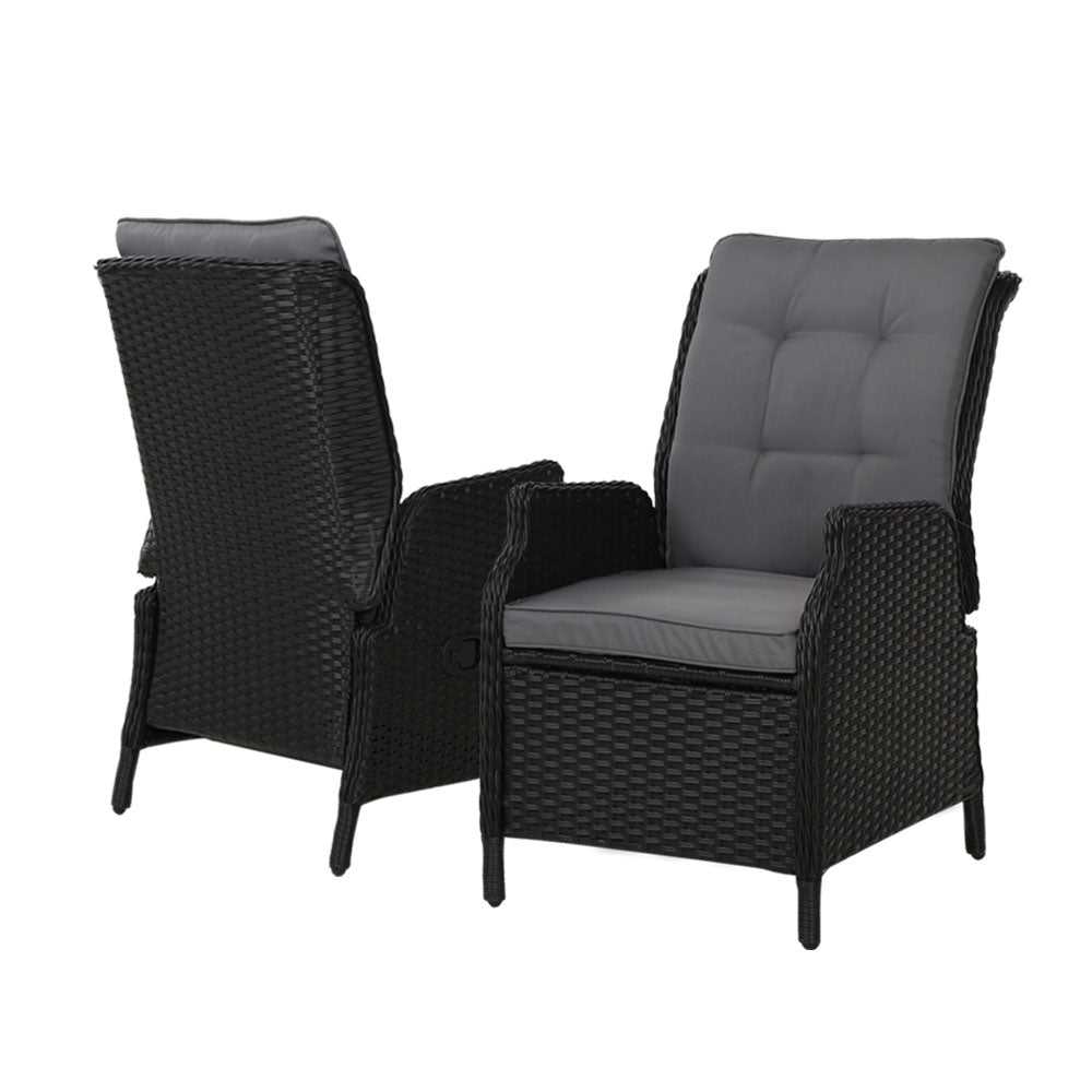 Serano Wicker Recliner Set – Black – Set of 2