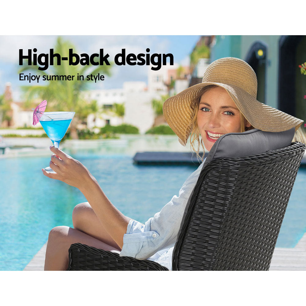 Serano Wicker Recliner Set – Black – Set of 2
