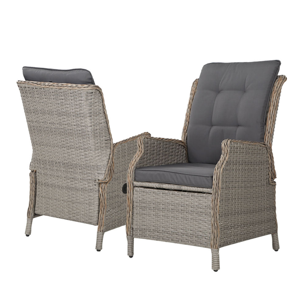 Serano Wicker Recliner Set – Grey – Set of 2