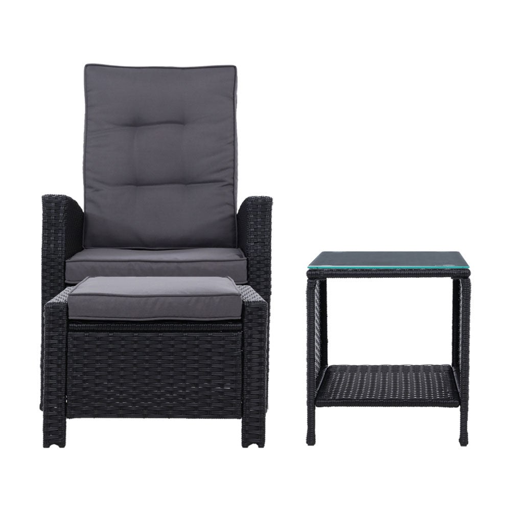 Serrano Outdoor Recliner Set – Black – 5 Piece