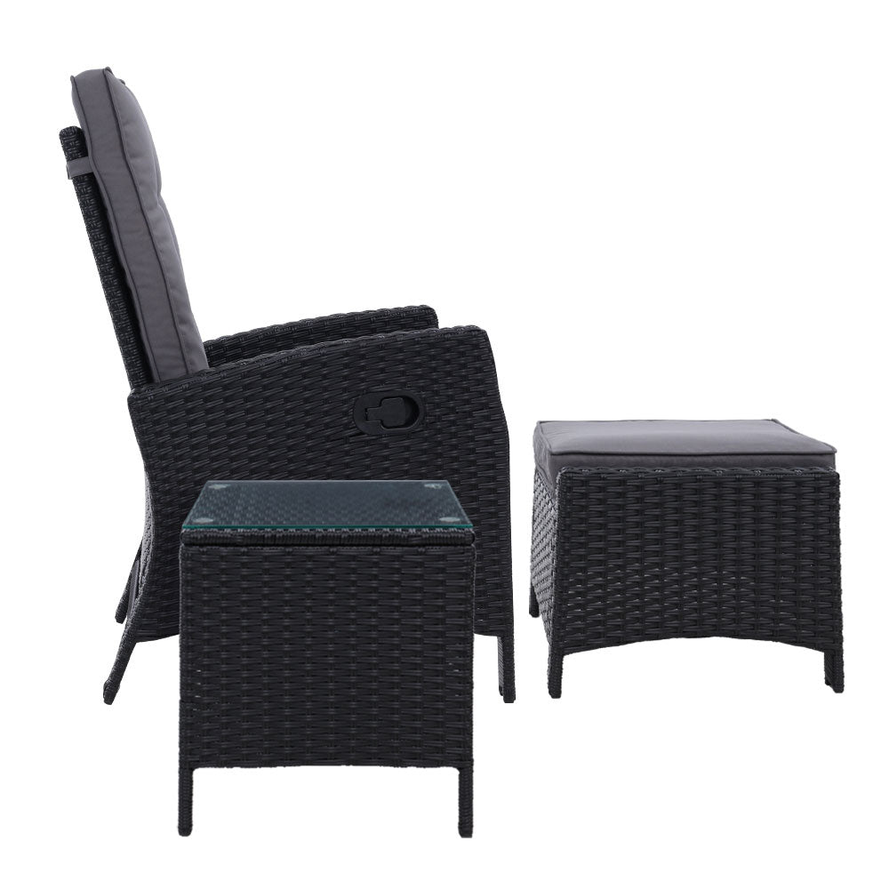 Serrano Outdoor Recliner Set – Black – 5 Piece