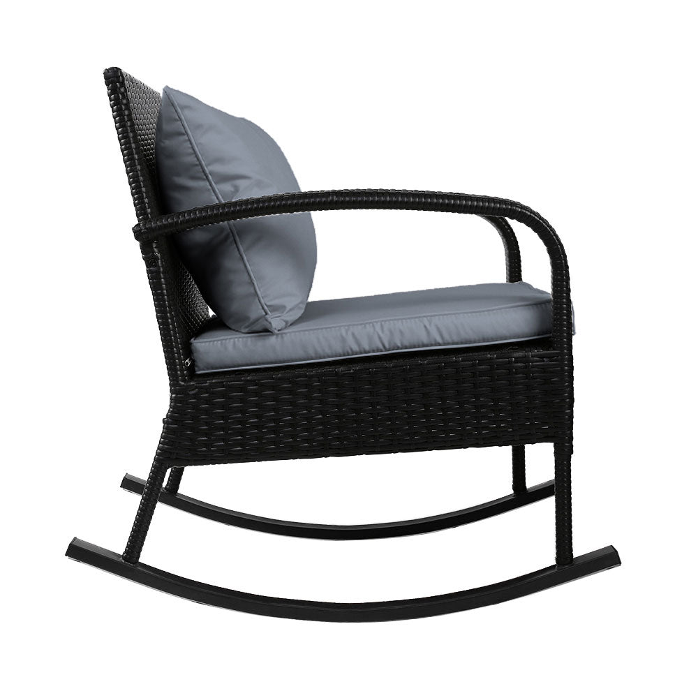Alderon Outdoor Rocking Chair – Black – Single