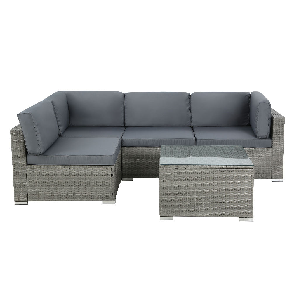 Marston 5 Piece Outdoor Sofa Set – Grey – 4 Seats & Above