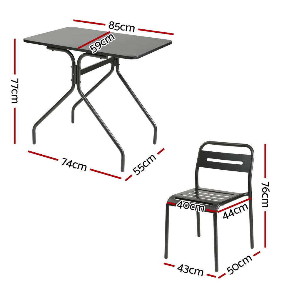 Nova Steel Bistro Set – Black – 3 Piece