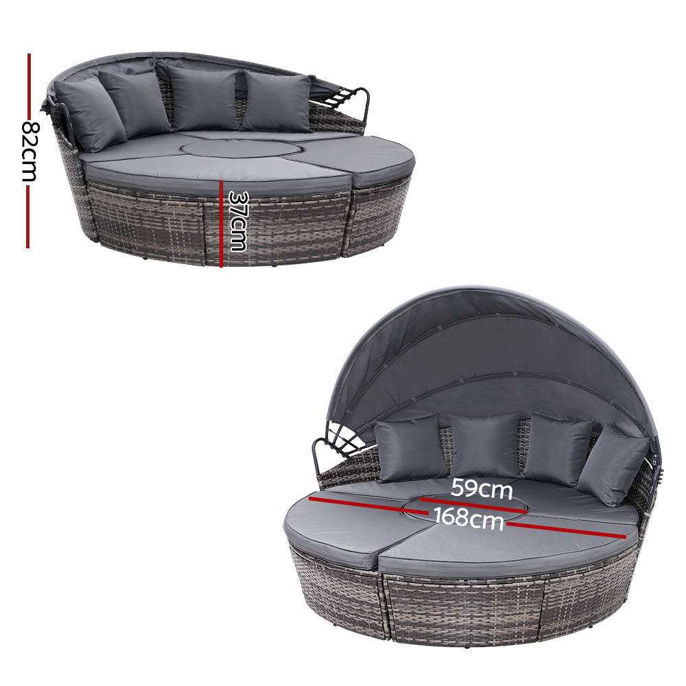 Milano Wicker Day Bed – Grey – 180 cm