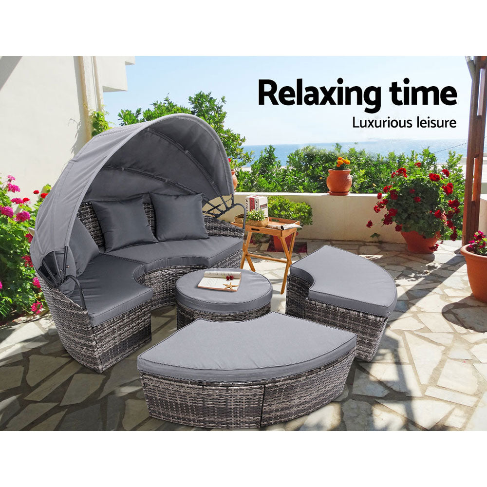 Milano Wicker Day Bed – Grey – 180 cm