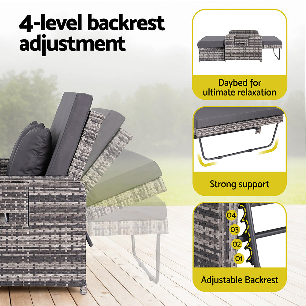 Santana Outdoor Day Bed – Grey – Double