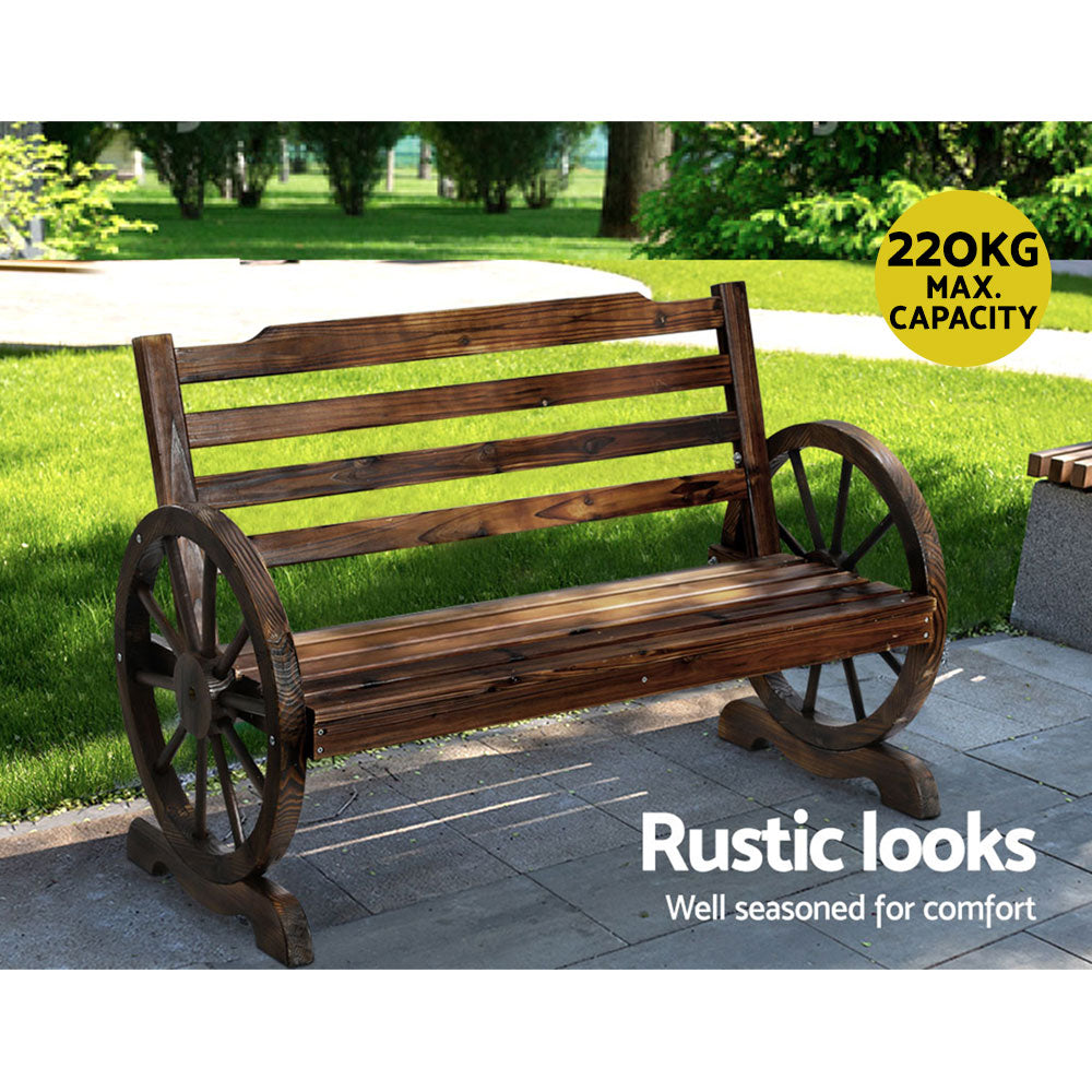 Frontier Wooden Wagon Chair – Brown – 2 Seater