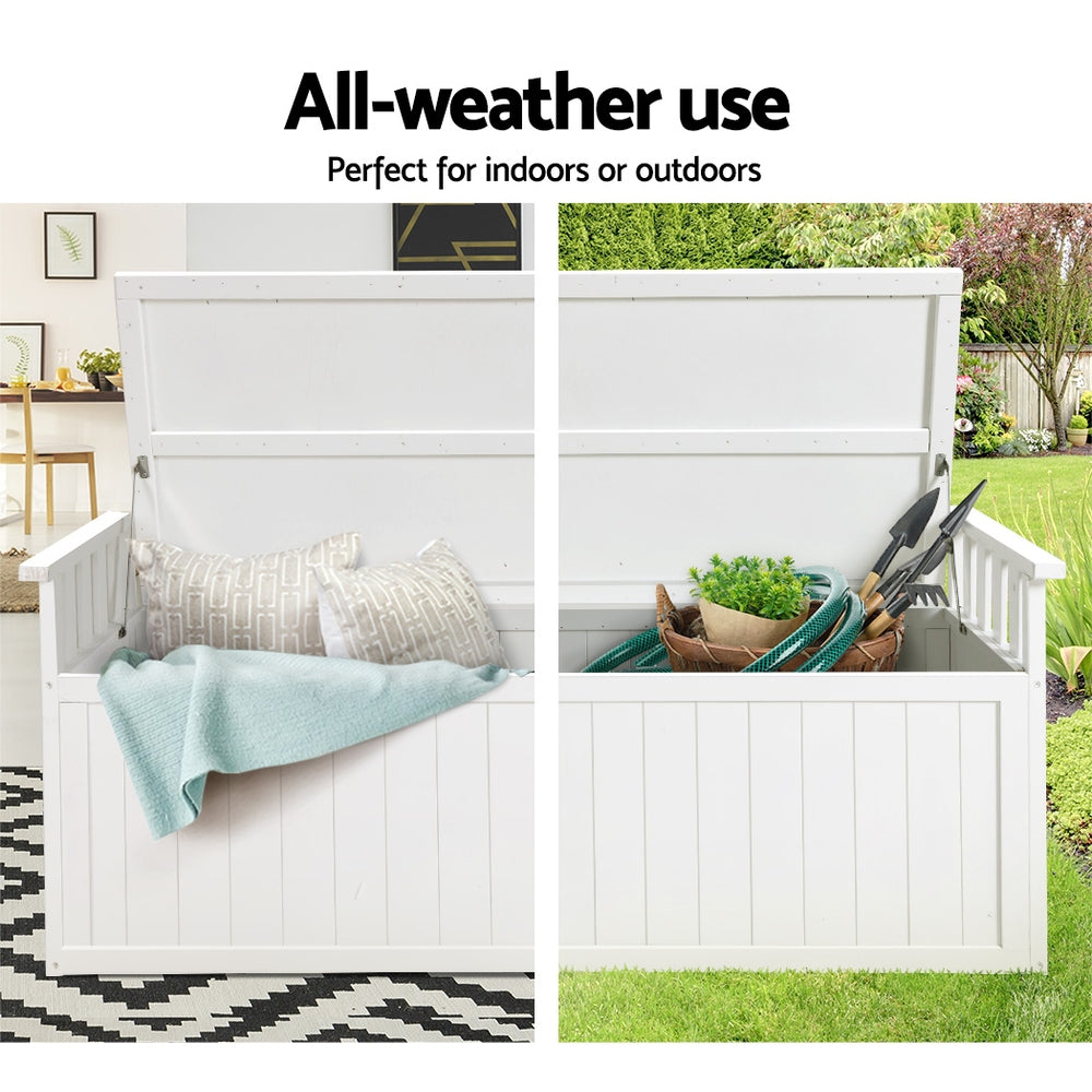 Alderon Outdoor Storage Bench – White – 129 cm