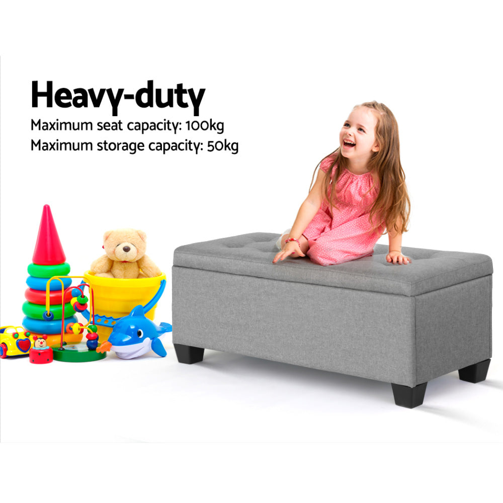 Sinclair Storage Ottoman – Grey – 97 cm