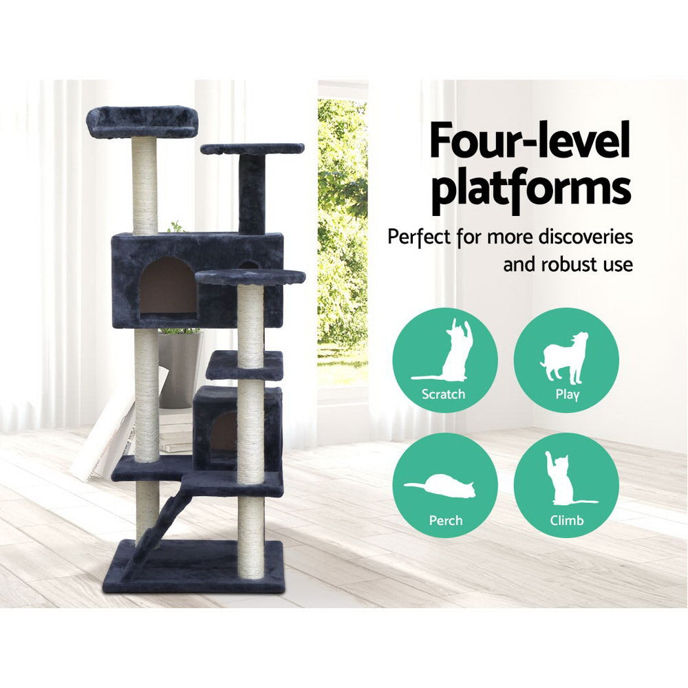 Buddy Cat Tree Condo – Grey – 134 cm