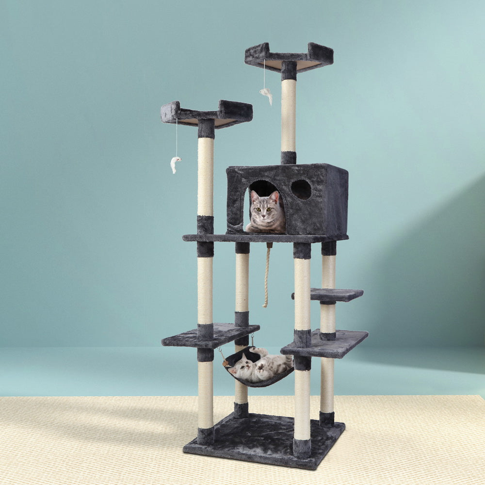 Cat Tree 184cm Tower Scratching Post Scratcher Wood Trees Condo Bed House