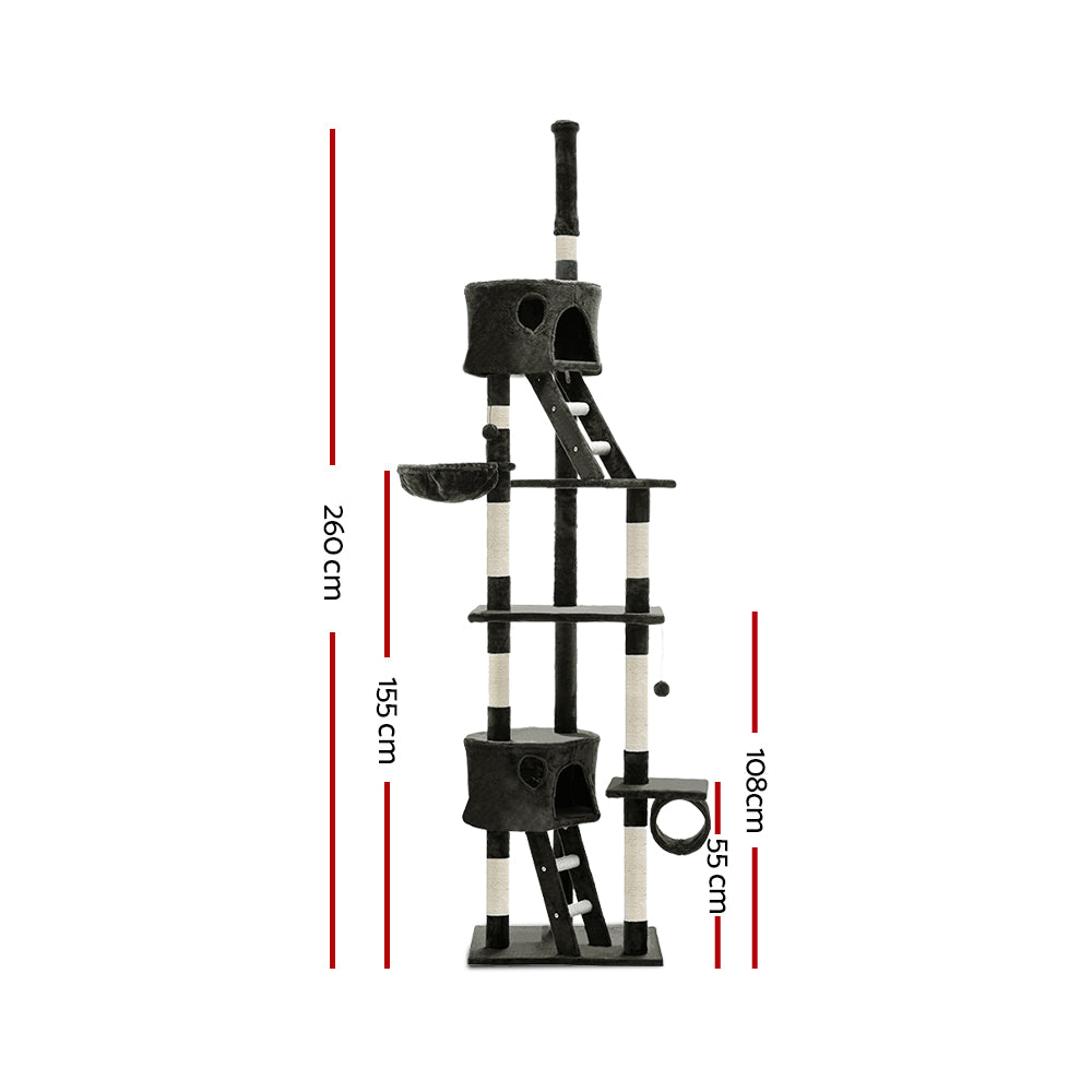 Altura Tower Cat Tree – Grey – 260 cm
