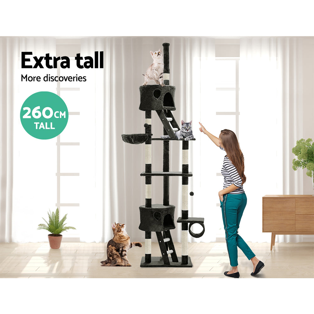 Altura Tower Cat Tree – Grey – 260 cm