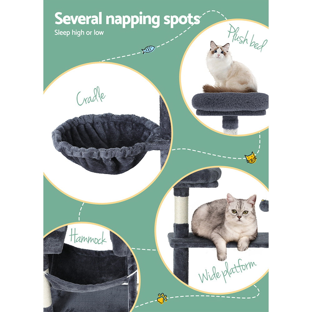 Nixara Cat Tree Tower – Grey – 144 cm