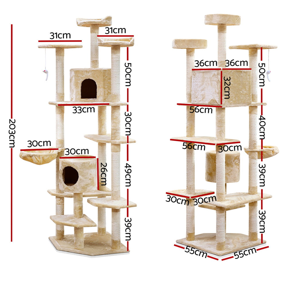 Sanctuary Cat Tree Tower – Beige – 203cm