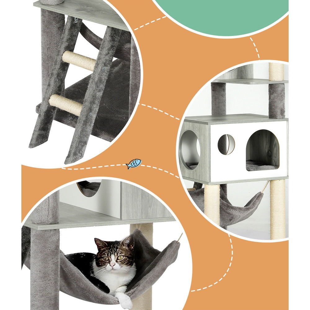 Altura Cat Scratching Tree – Grey & White – 178 cm