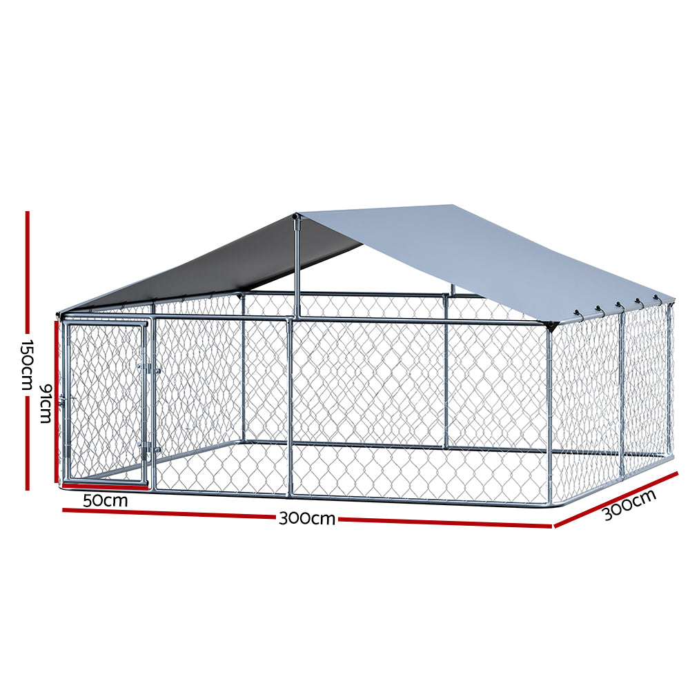 Titan Outdoor Dog Kennel – Silver – XXL 3m x 3m