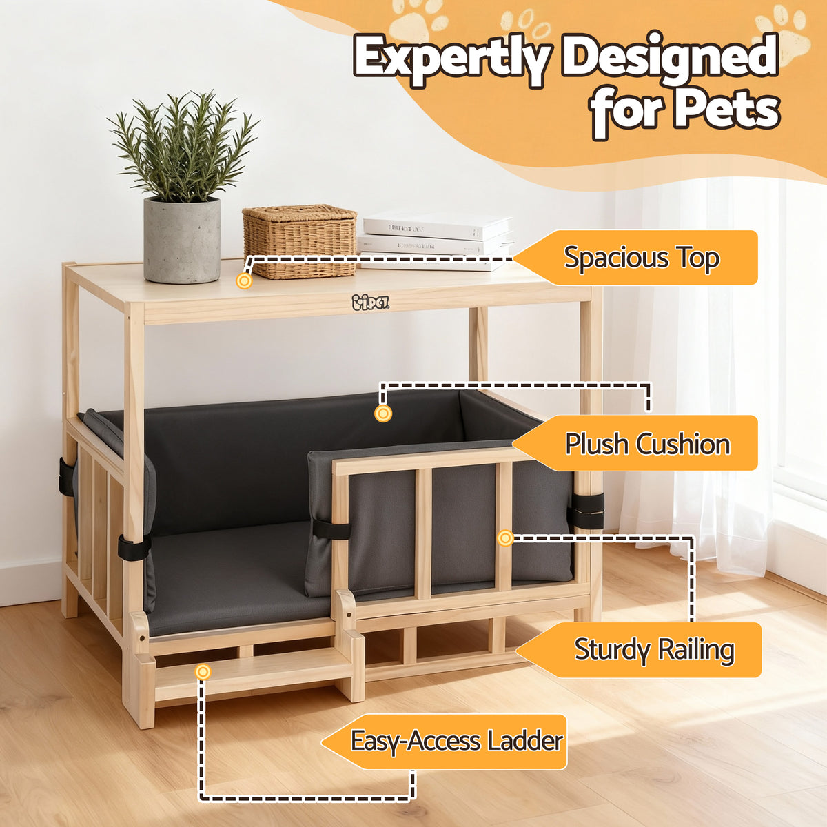 Nova 2-in-1 Dog Kennel – Brown / Wood – Medium