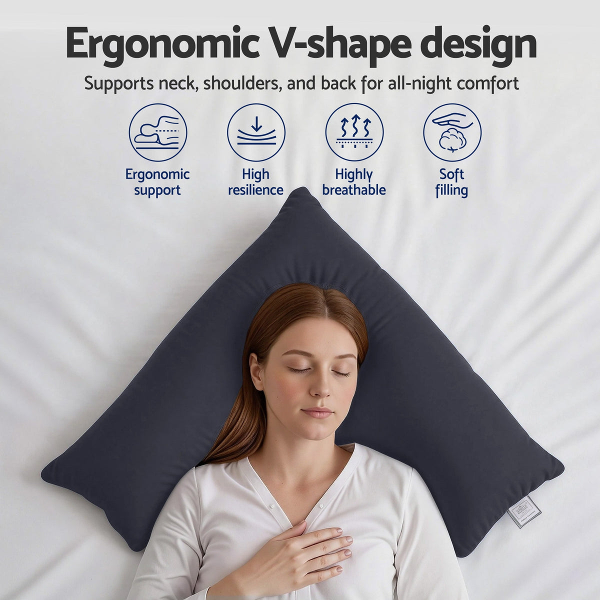 Meridian V-Shape Body Pillow – Grey – Standard