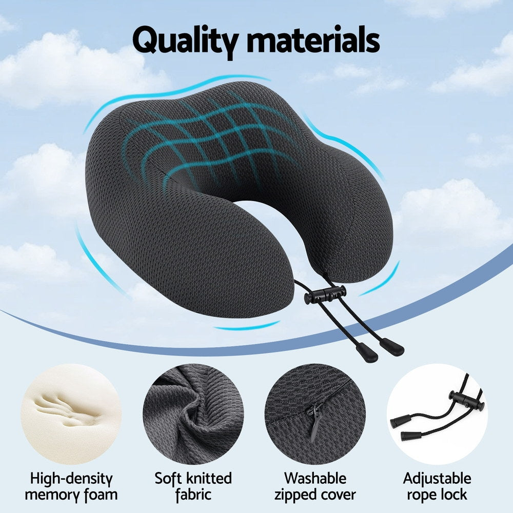 Voyage Travel Memory Foam Neck Pillow – Black