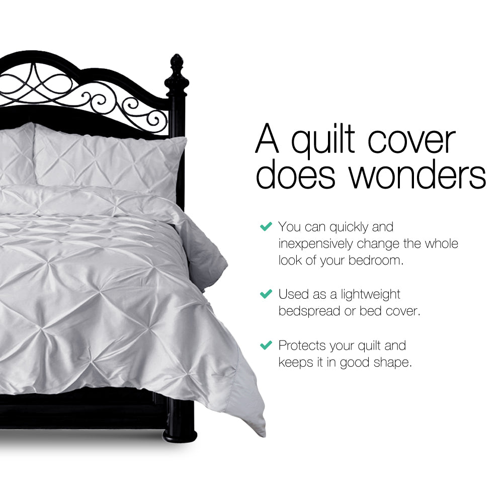 Aldara Diamond Pintuck Quilt Cover Set – Grey – Super King