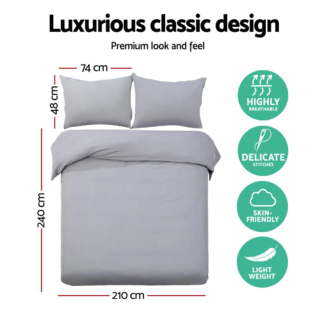 Meridian Quilt Cover Set Classic – Grey – King