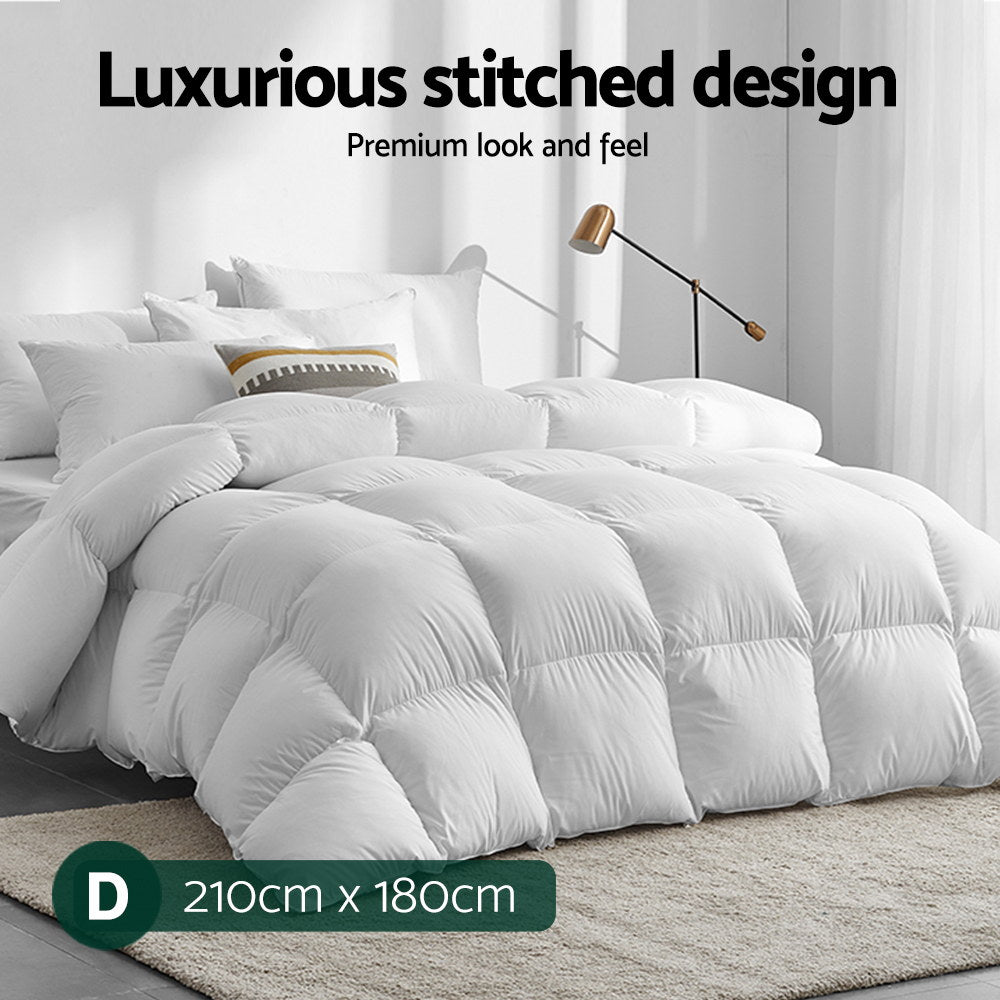 Ashton Duck Down Feather Quilt – White – Double